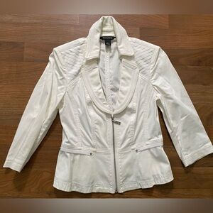 New White House Black Market Womens White 3/4 Sleeve Jacket Size 2